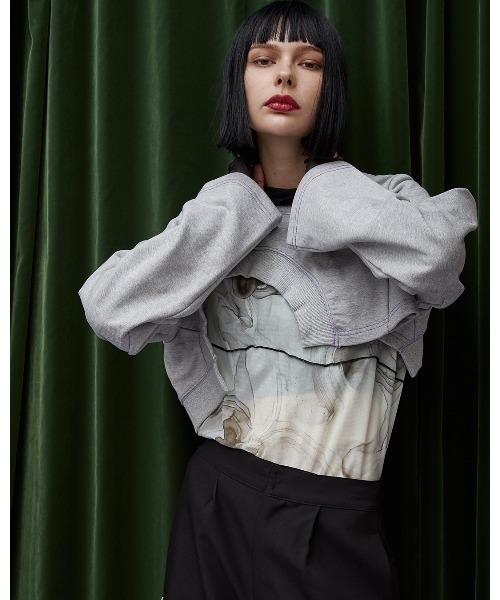 casane（カサネ）の「アシメヘムショートトップス（スウェット・レディース・ブラック/グレー・FREE）」の19枚目の写真