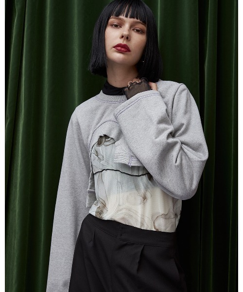 casane（カサネ）の「アシメヘムショートトップス（スウェット・レディース・ブラック/グレー・FREE）」の20枚目の写真