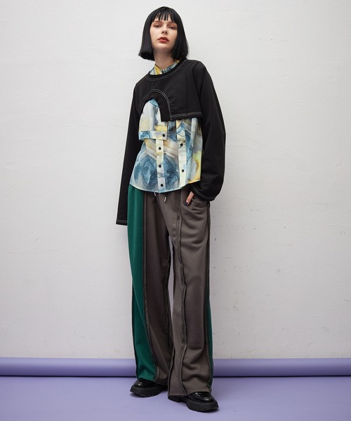 casane（カサネ）の「アシメヘムショートトップス（スウェット・レディース・ブラック/グレー・FREE）」の15枚目の写真