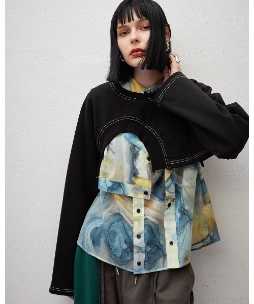 casane（カサネ）の「アシメヘムショートトップス（スウェット