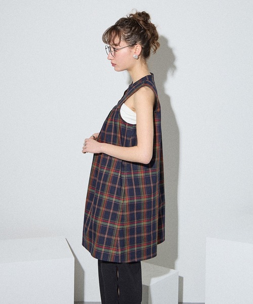 ELLEgirl(エルガール)の「ボレロSETチェックシャツチュニック【ELLEgirl/エル ガール】(チュニック・レディース・ネイビー/ブラウン・FREE)」の12枚目の写真