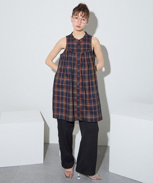 ELLEgirl(エルガール)の「ボレロSETチェックシャツチュニック【ELLEgirl/エル ガール】(チュニック・レディース・ネイビー/ブラウン・FREE)」の18枚目の写真