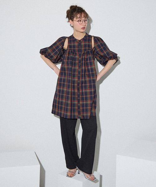 ELLEgirl(エルガール)の「ボレロSETチェックシャツチュニック【ELLEgirl/エル ガール】(チュニック・レディース・ネイビー/ブラウン・FREE)」の16枚目の写真
