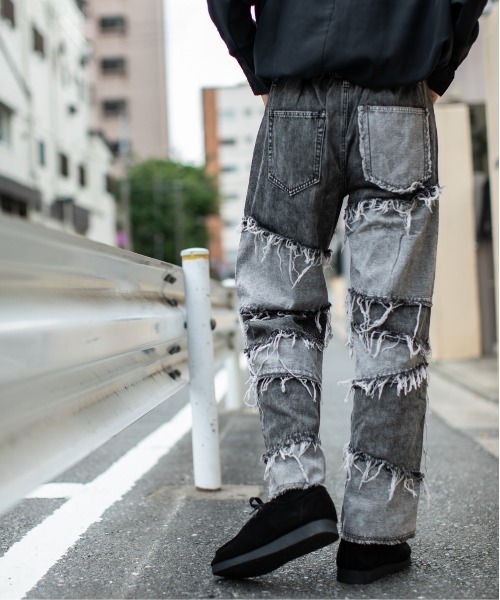 En serio TOKYO(エンソリオトーキョー)の「10ozデニム カットオフ ランダムスイッチ フリンジ パンツ(デニムパンツ・メンズ・スミクロ/ワンウォッシュ/ブラック系その他2/ブラック系その他/ケミカルウォッシュ・S/L/LL/M)」の19枚目の写真