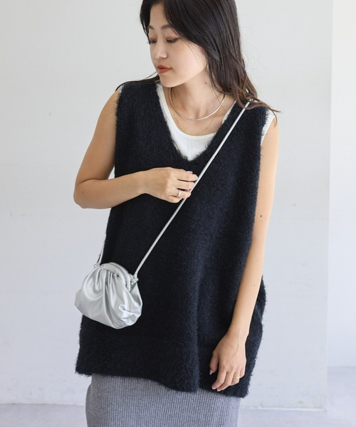 CIAOPANIC TYPY（チャオパニックティピー）の「【新色追加】ミックスフェザーヤーンオーバーニットベスト（ベスト・レディース・グリーン系その他/ブラウン/ブラック/グレー/オフホワイト/ライトグレー・ONE SIZE）」の17枚目の写真