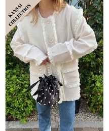 JUMELLE | 【セットアップ対応】jane tweed jacket(ノーカラージャケット)