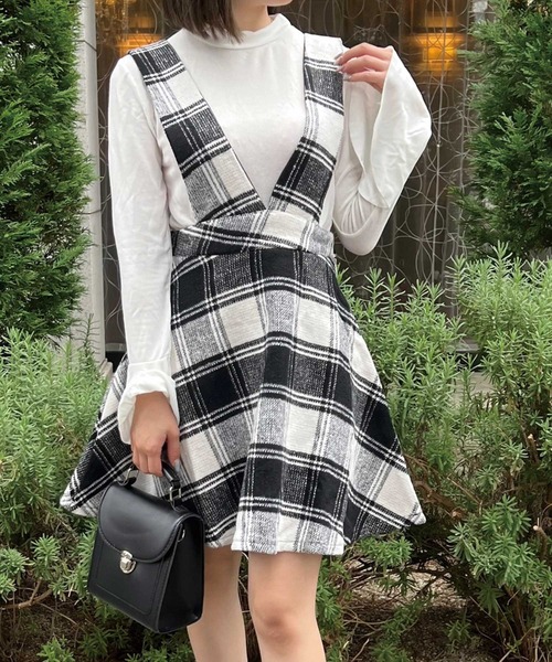 SPIGA（スピーガ）の「ﾁｪｯｸ柄ｼﾞｬﾝﾊﾟｰｽｶｰﾄ（スカート・レディース・ホワイト/グリーン/レッド・FREE）」の2枚目の写真