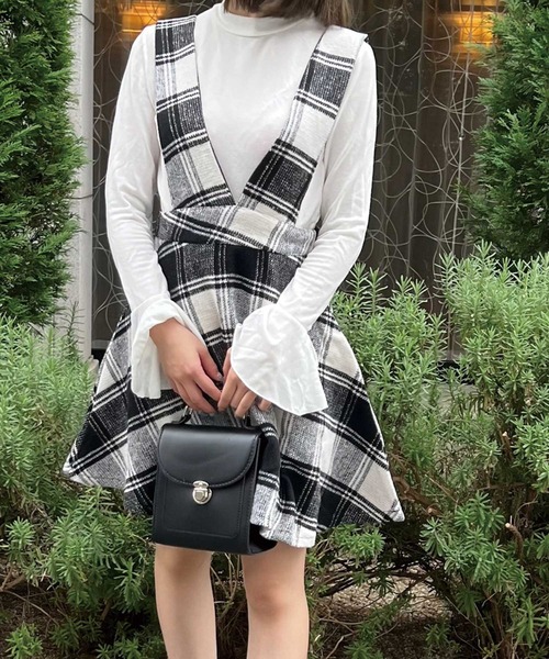 SPIGA（スピーガ）の「ﾁｪｯｸ柄ｼﾞｬﾝﾊﾟｰｽｶｰﾄ（スカート・レディース・ホワイト/グリーン/レッド・FREE）」の4枚目の写真