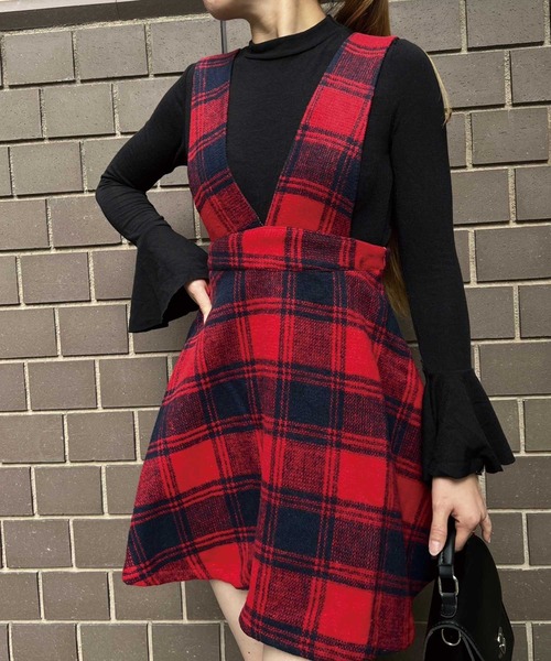 SPIGA（スピーガ）の「ﾁｪｯｸ柄ｼﾞｬﾝﾊﾟｰｽｶｰﾄ（スカート・レディース・ホワイト/グリーン/レッド・FREE）」の10枚目の写真