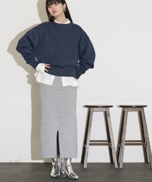 THE YOn（ザヨン）の「グリッターニットナロースカート