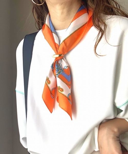 Q（キュー）の「マリンスカーフ（バンダナ/スカーフ・レディース・オレンジ/ピンクベージュ・ONE SIZE）」の2枚目の写真