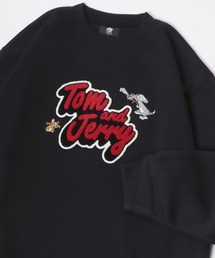 Tom&Jerry/トムとジェリー オーバーサイズ カレッジ エンボス サガラ刺繍 裏起毛 スウェット トレーナー レディース メンズ トップス