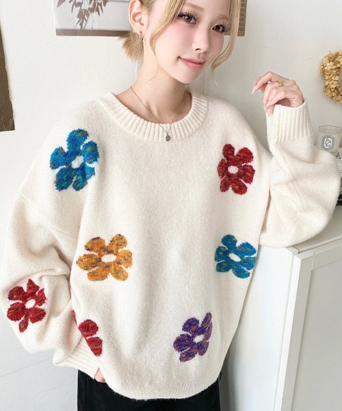 値下げ！新品未使用【Ballsey】ドットフラワージャガードプルオーバー BENDER TOKYO セーター ニット 「BENDER TOKYO」花柄 デイジー