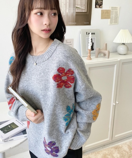 お歳暮 人気 セール】【累計販売枚数1万枚突破！】6G ミックスカラーフラワー トップス