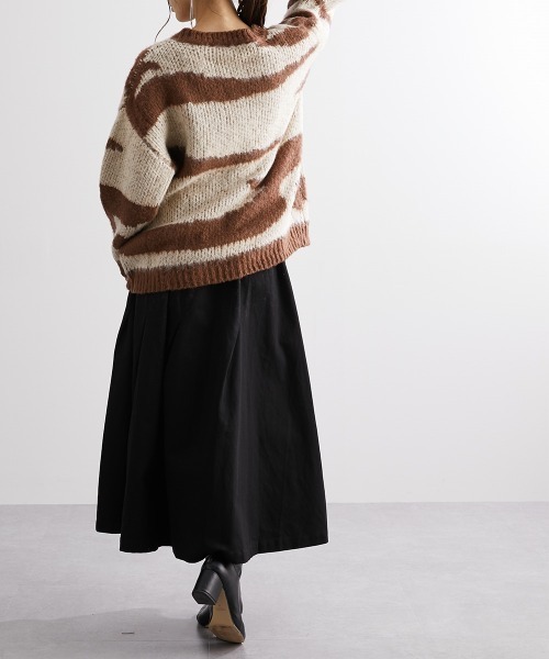 Soiunique（スワユニーク）の「配色ゼブラジャガード風ニットトップス ［Soiunique］（ニット/セーター・レディース・イエロー系/ベージュ系/ブラック系/ブラウン系・M）」の14枚目の写真