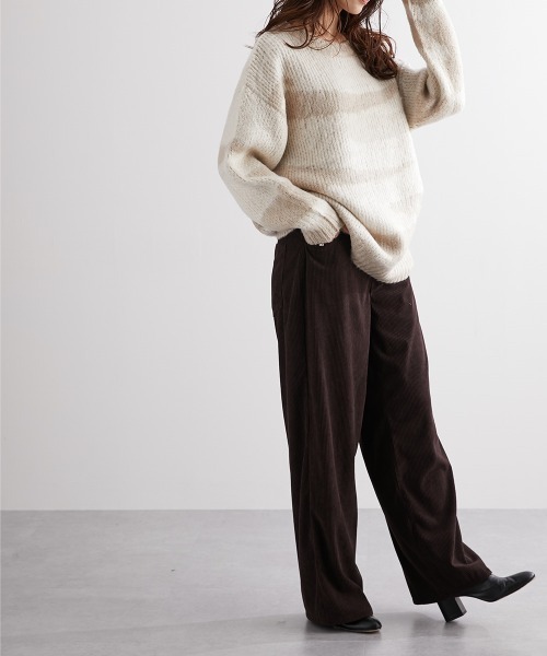 Soiunique（スワユニーク）の「配色ゼブラジャガード風ニットトップス ［Soiunique］（ニット/セーター・レディース・イエロー系/ベージュ系/ブラック系/ブラウン系・M）」の17枚目の写真