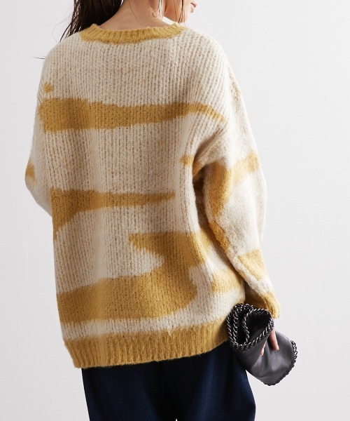 Soiunique（スワユニーク）の「配色ゼブラジャガード風ニットトップス ［Soiunique］（ニット/セーター・レディース・イエロー系/ベージュ系/ブラック系/ブラウン系・M）」の21枚目の写真