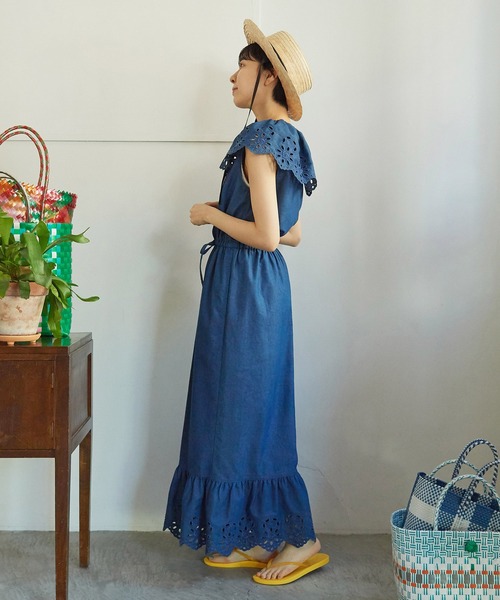 Dot＆Stripes CHILD WOMAN（ドットアンドストライプス　チャイルドウーマン）の「☆4.5ozライトデニム カットワークジャンプスーツ（つなぎ/オールインワン・レディース・ブルー・FREE）」の20枚目の写真