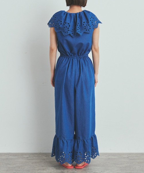 Dot＆Stripes CHILD WOMAN（ドットアンドストライプス　チャイルドウーマン）の「☆4.5ozライトデニム カットワークジャンプスーツ（つなぎ/オールインワン・レディース・ブルー・FREE）」の11枚目の写真