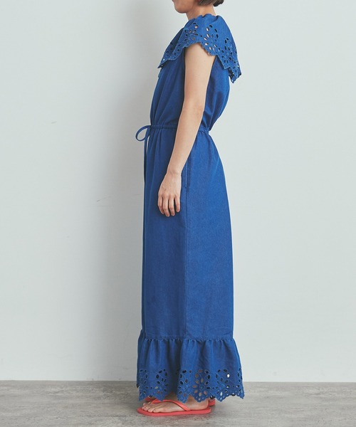 Dot＆Stripes CHILD WOMAN（ドットアンドストライプス　チャイルドウーマン）の「☆4.5ozライトデニム カットワークジャンプスーツ（つなぎ/オールインワン・レディース・ブルー・FREE）」の10枚目の写真