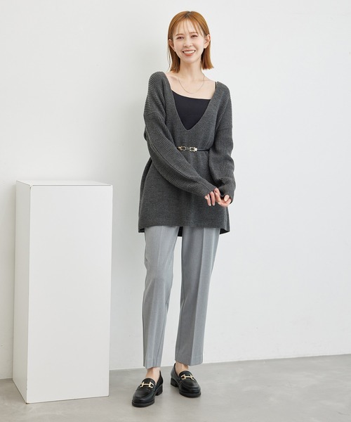 ROPE' PICNIC（ロペピクニック）の「裏起毛スティックパンツ/アンチピリング・シワになりにくい（その他パンツ・レディース・ライトグレー/ブラック・40/36/38）」の7枚目の写真