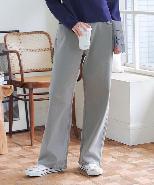 セール】[ 裏微起毛 ] 超楽ストレッチストレートデニムパンツ（デニム