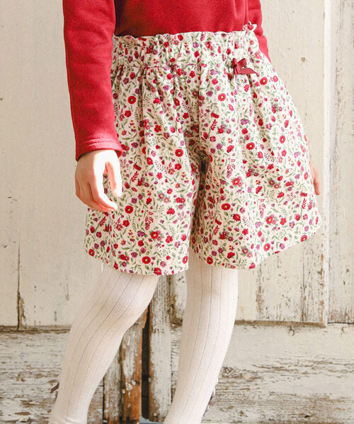 【セール】【日本製】【お揃い】カバリエレ・アズーロ花柄キュロットパンツ(90~150cm)（その他パンツ）｜BeBe（ベベ）