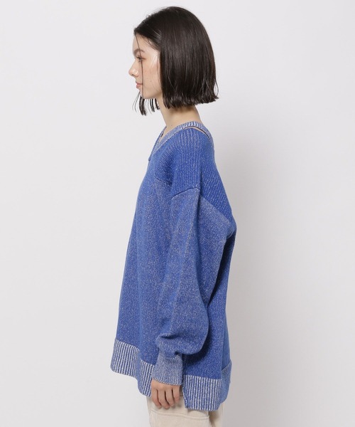 niko and...（ニコアンド）の「スリットVネックニット（ニット/セーター・レディース・グレー/ブルー/アイボリー/ピンク・FREE）」の14枚目の写真