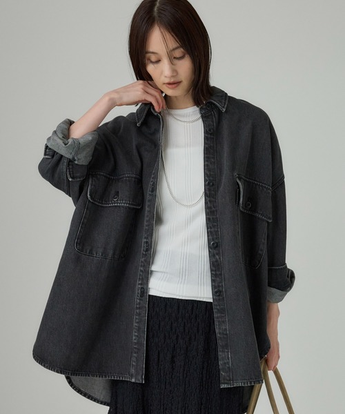 【美品】バビロン ビックシルエット デニムオーバーシャツ インディゴ染め 美品】バビロン ビックシルエット デニムオーバーシャツ
