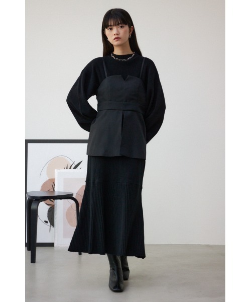 AZUL by moussy（アズールバイマウジー）の「ビスチェセットニットワンピース（ワンピース・レディース・ブラック/ブルー/グレー・SMALL/MEDIUM）」の6枚目の写真