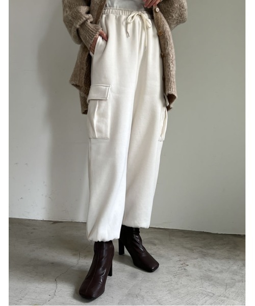 Re:EDIT（リエディ）の「[低身長サイズ有]裏起毛カーゴパンツ（カーゴパンツ・レディース・ホワイト/オートミール/チャコールグレー/ブラック/アイボリー系・MEDIUM/LARGE/SHORT）」の17枚目の写真