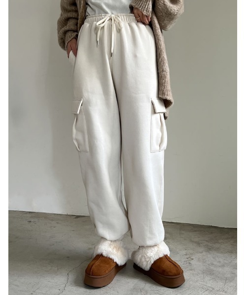 Re:EDIT（リエディ）の「[低身長サイズ有]裏起毛カーゴパンツ（カーゴパンツ・レディース・ホワイト/オートミール/チャコールグレー/ブラック/アイボリー系・MEDIUM/LARGE/SHORT）」の19枚目の写真