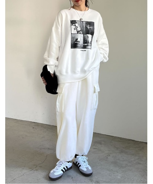 Re:EDIT（リエディ）の「[低身長サイズ有]裏起毛カーゴパンツ（カーゴパンツ・レディース・ホワイト/オートミール/チャコールグレー/ブラック/アイボリー系・MEDIUM/LARGE/SHORT）」の16枚目の写真