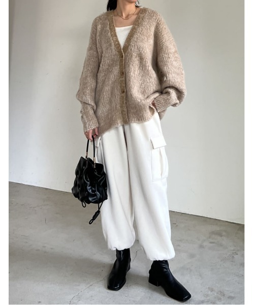 Re:EDIT（リエディ）の「[低身長サイズ有]裏起毛カーゴパンツ（カーゴパンツ・レディース・ホワイト/オートミール/チャコールグレー/ブラック/アイボリー系・MEDIUM/LARGE/SHORT）」の18枚目の写真