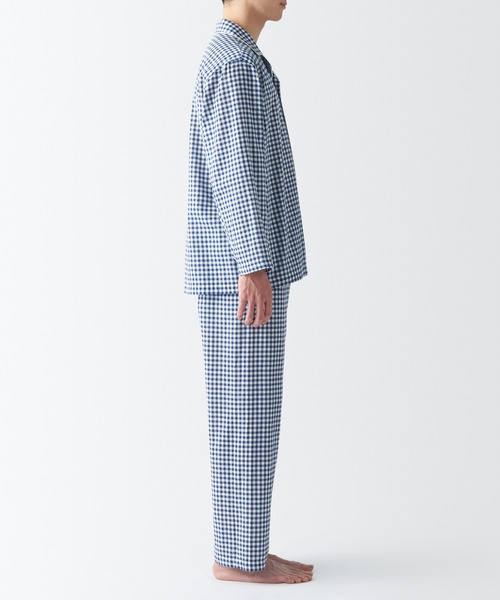 セール】紳士 脇に縫い目のない 二重ガーゼパジャマ（ルームウェア