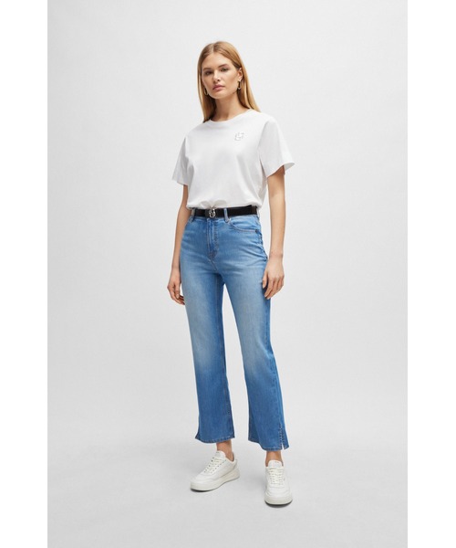 ヒューゴボス　ダブルモノグラム エンブロイダリー シルケットコットン Tシャツ BOSS（ボス）の「ダブルモノグラム エンブロイダリー シルケット