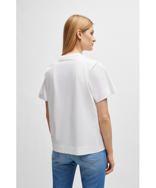ヒューゴボス　ダブルモノグラム エンブロイダリー シルケットコットン Tシャツ BOSS（ボス）の「ダブルモノグラム エンブロイダリー シルケット