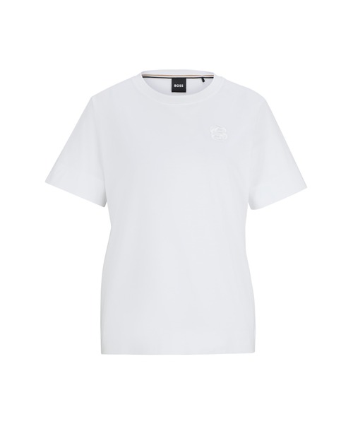 ヒューゴボス　ダブルモノグラム エンブロイダリー シルケットコットン Tシャツ BOSS（ボス）の「ダブルモノグラム エンブロイダリー シルケット