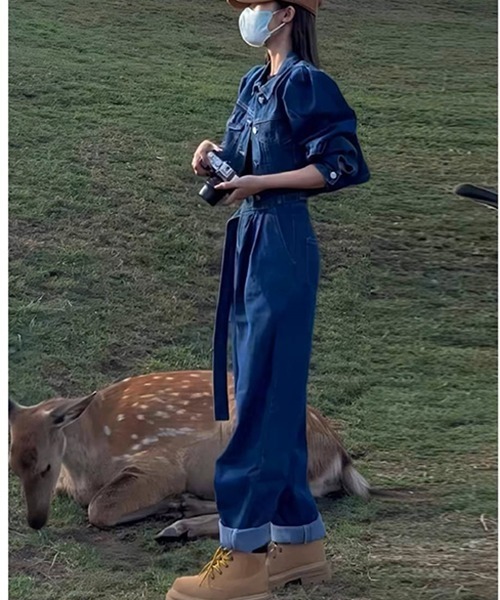 gossip!ロサンゼルス(ゴシップロサンゼルス)の「テーラージャケット×パンツ デニムセットアップ(スカジャン・レディース・ネイビー・M/L)」の4枚目の写真