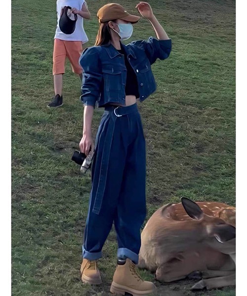 gossip!ロサンゼルス(ゴシップロサンゼルス)の「テーラージャケット×パンツ デニムセットアップ(スカジャン・レディース・ネイビー・M/L)」の10枚目の写真