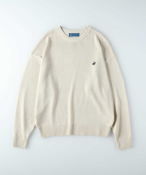 BEVERLY HILLS POLO CLUB（ビバリーヒルズポロクラブ）の「【BEVERLY HILLS POLO CLUB】【別注】ワンポイント刺繍クルーニット（ニット/セーター・レディース・キナリ/ネイビー×ホワイト・L/M）」の15枚目の写真