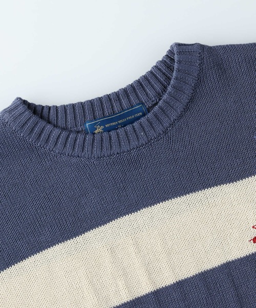 BEVERLY HILLS POLO CLUB（ビバリーヒルズポロクラブ）の「【BEVERLY HILLS POLO CLUB】【別注】ワンポイント刺繍クルーニット（ニット/セーター・レディース・キナリ/ネイビー×ホワイト・L/M）」の16枚目の写真