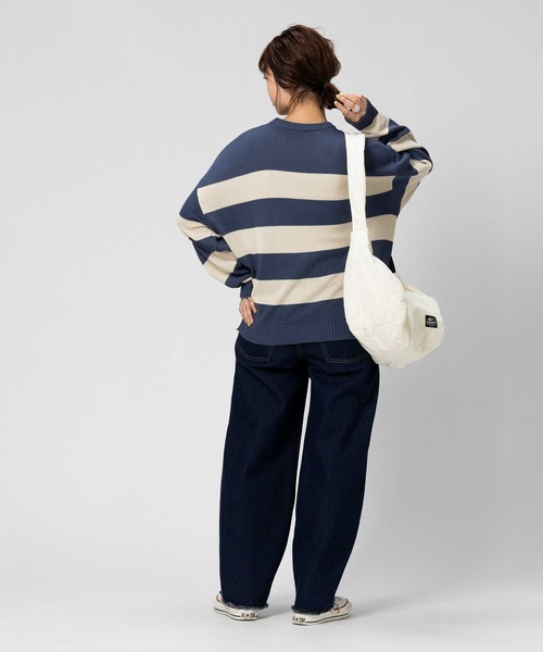 BEVERLY HILLS POLO CLUB（ビバリーヒルズポロクラブ）の「【BEVERLY HILLS POLO CLUB】【別注】ワンポイント刺繍クルーニット（ニット/セーター・レディース・キナリ/ネイビー×ホワイト・L/M）」の5枚目の写真