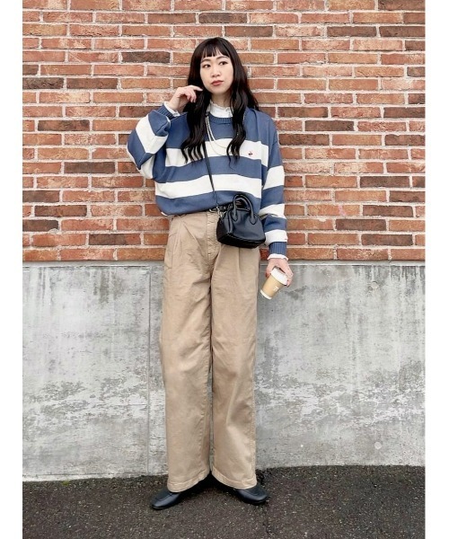 BEVERLY HILLS POLO CLUB（ビバリーヒルズポロクラブ）の「【BEVERLY HILLS POLO CLUB】【別注】ワンポイント刺繍クルーニット（ニット/セーター・レディース・キナリ/ネイビー×ホワイト・L/M）」の8枚目の写真