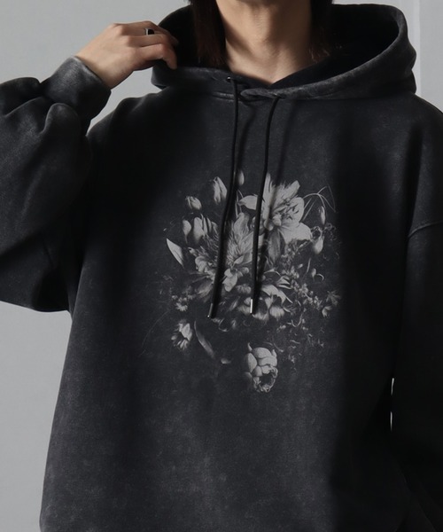 welise（ウェライズ）の「【welise/ウェライズ】ケミカルオーバーダイ スウェット 無地/ヴィンテージフラワープリントプルオーバーパーカー（スウェット・メンズ・グレー系その他/ブラック系その他/グレー/ブラック・L/M/S）」の5枚目の写真
