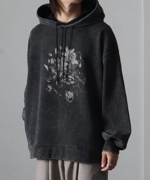 welise（ウェライズ）の「【welise/ウェライズ】ケミカルオーバーダイ スウェット 無地/ヴィンテージフラワープリントプルオーバーパーカー（スウェット・メンズ・グレー系その他/ブラック系その他/グレー/ブラック・L/M/S）」の6枚目の写真