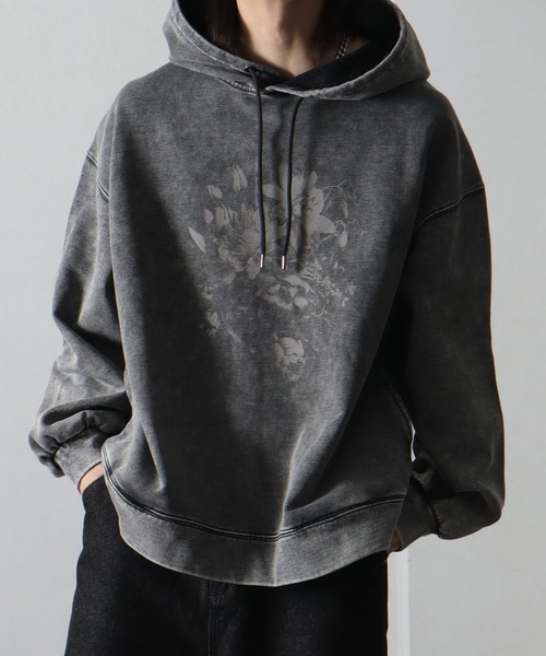 welise（ウェライズ）の「【welise/ウェライズ】ケミカルオーバーダイ スウェット 無地/ヴィンテージフラワープリントプルオーバーパーカー（スウェット・メンズ・グレー系その他/ブラック系その他/グレー/ブラック・L/M/S）」の11枚目の写真