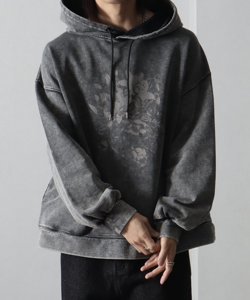 welise（ウェライズ）の「【welise/ウェライズ】ケミカルオーバーダイ スウェット 無地/ヴィンテージフラワープリントプルオーバーパーカー（スウェット・メンズ・グレー系その他/ブラック系その他/グレー/ブラック・L/M/S）」の14枚目の写真