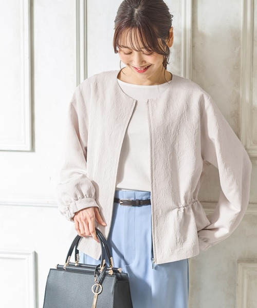 Honeys(ハニーズ)の「ドロスト使いブルゾン(ブルゾン・レディース・ネイビー/ベージュ/アイボリー/サックスブルー/グレイッシュベージュ・S/M/L/LL)」の3枚目の写真