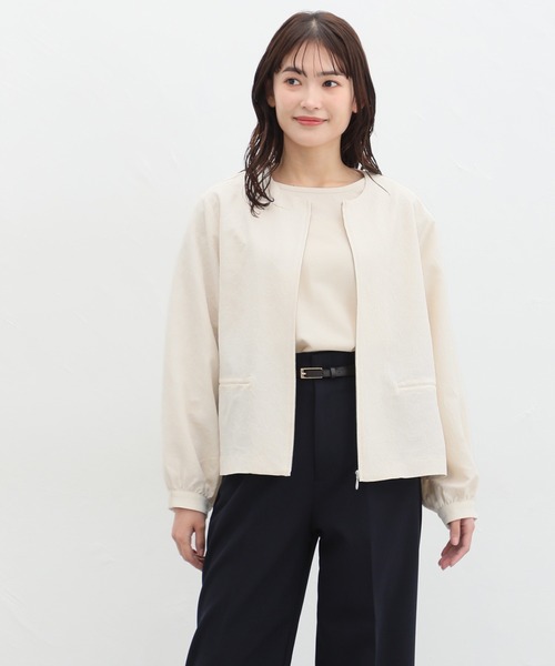 Honeys(ハニーズ)の「ドロスト使いブルゾン(ブルゾン・レディース・ネイビー/ベージュ/アイボリー/サックスブルー/グレイッシュベージュ・S/M/L/LL)」の7枚目の写真